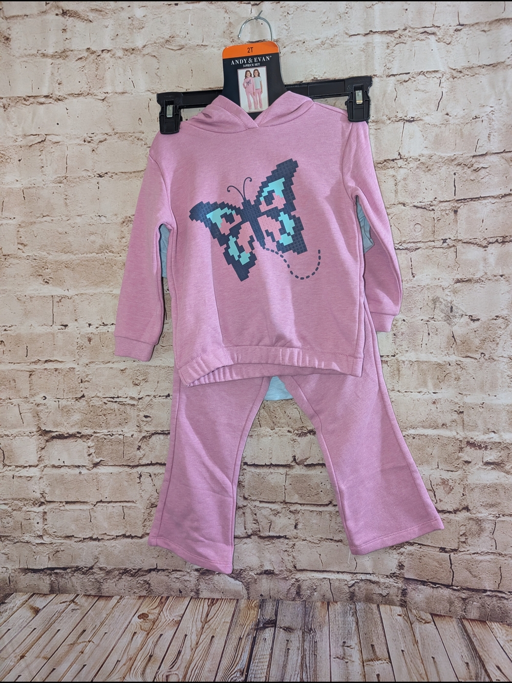 ~Andy & Evan Girls 3 Piece Jogger Set 2T Butterfly Brand new